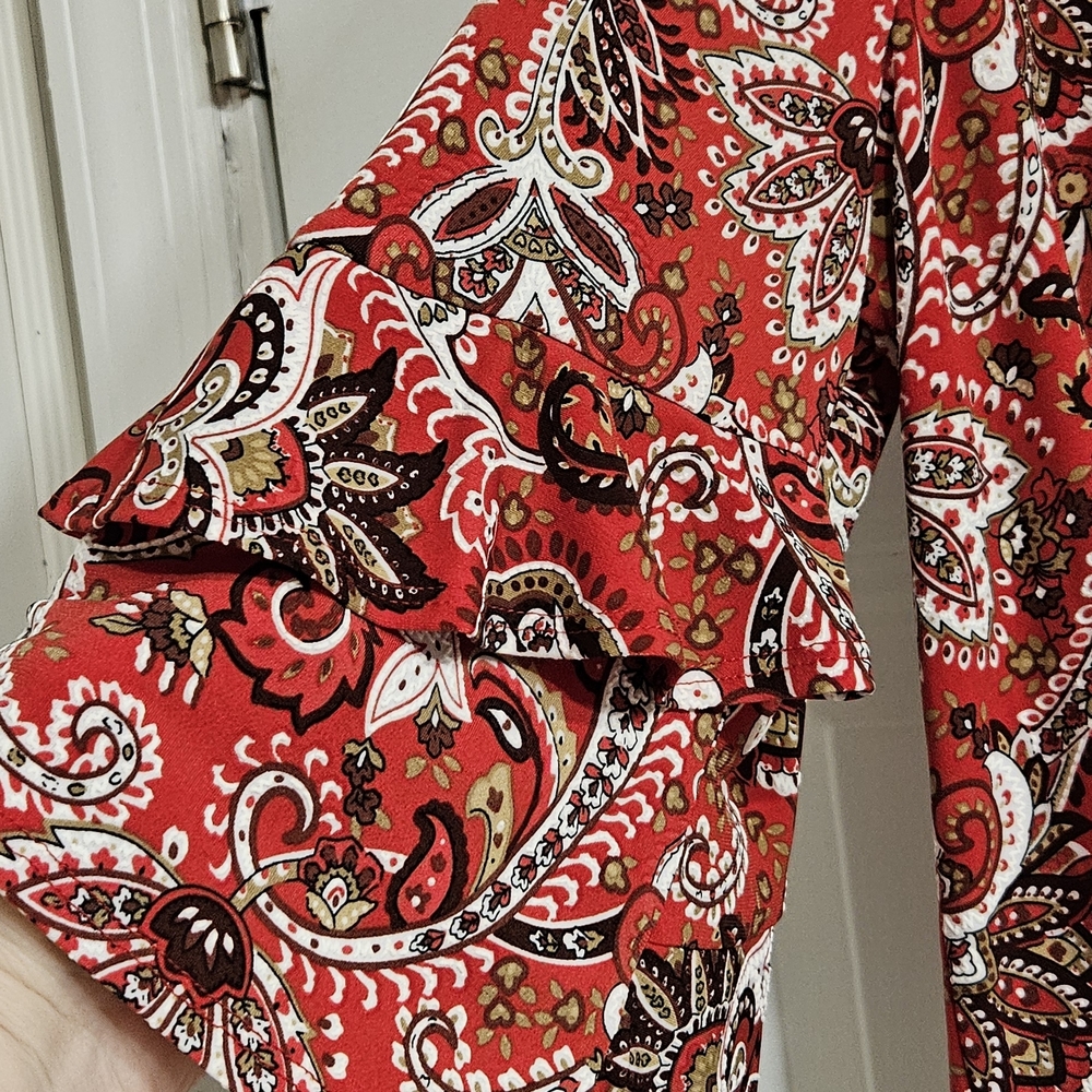 Ruby Rd. Red Paisley Women's Top - Picture 3 of 6